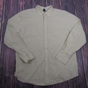 Gap Shirt Mens 2XL Yellow Check Slim Fit Long Sleeve Button Down Stretch